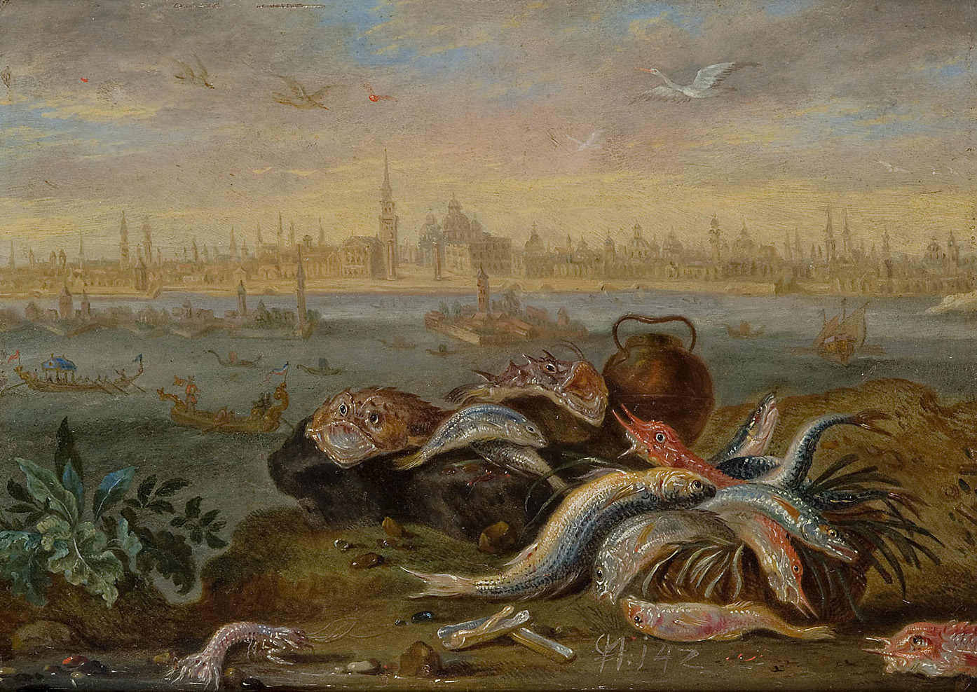Ansichten aus den vier Weltteilen mit Szenen von Tieren: Venedig, Ferdinand van Kessel, 1650-1700
