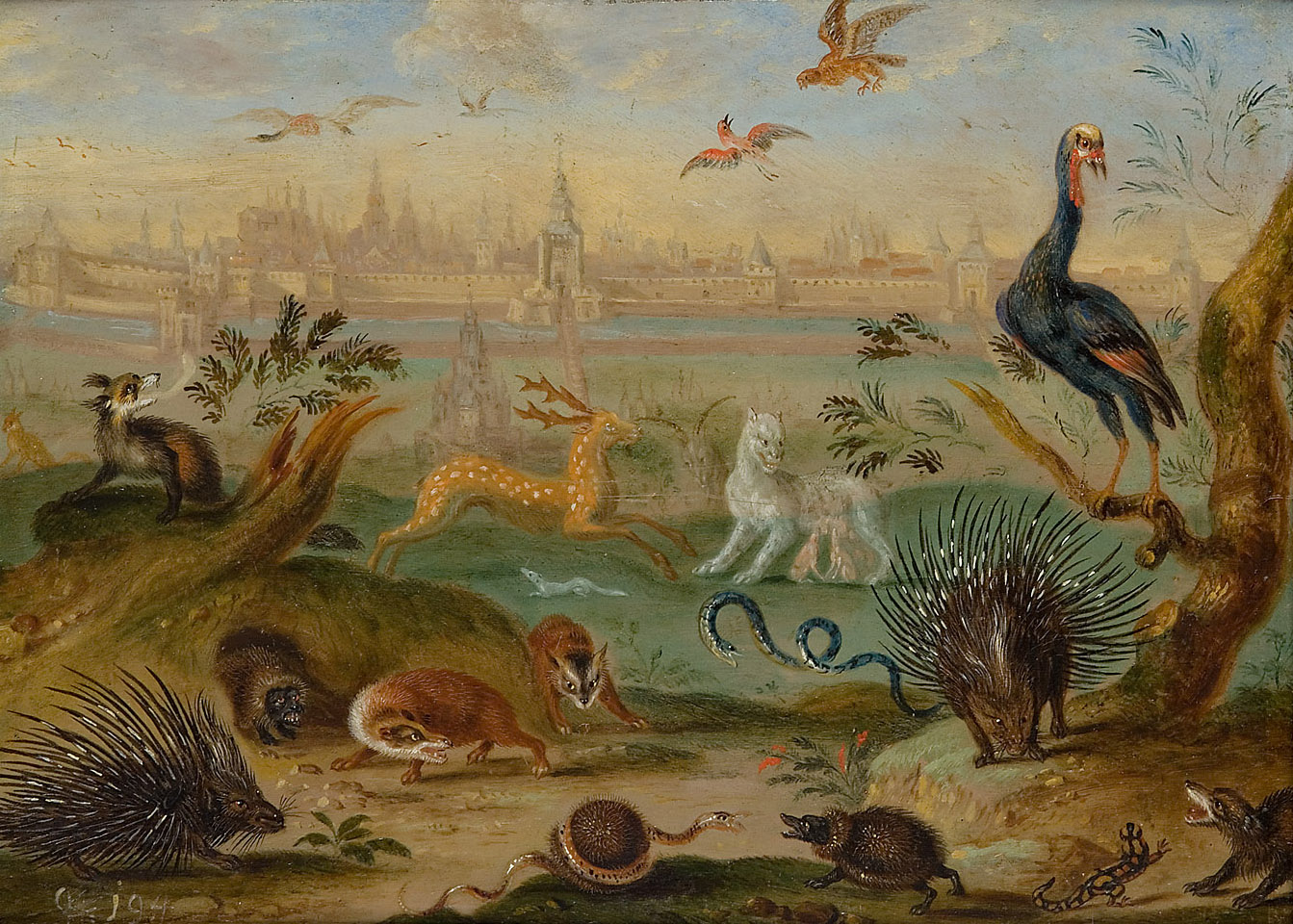 Ansichten aus den vier Weltteilen mit Szenen von Tieren: Moskau, Ferdinand van Kessel, 1650-1700