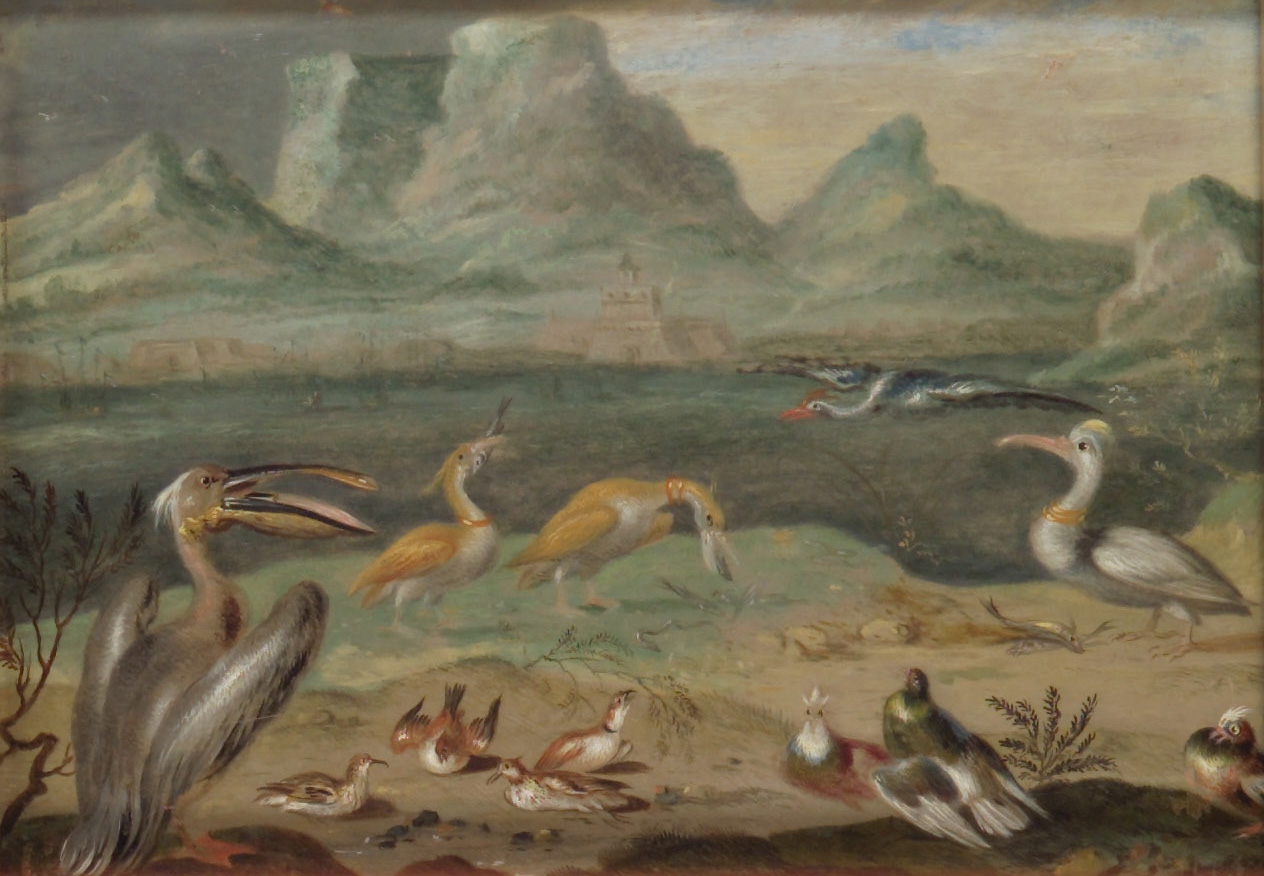 Ansichten aus den vier Weltteilen mit Szenen von Tieren: Kap der Guten Hoffnung, Ferdinand van Kessel, 1650-1700
