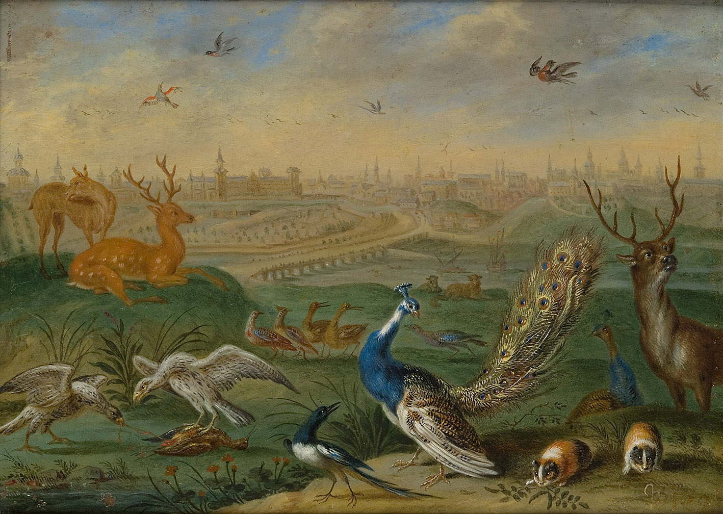 Ansichten aus den vier Weltteilen mit Szenen von Tieren: Madrid, Ferdinand van Kessel, 1650-1700