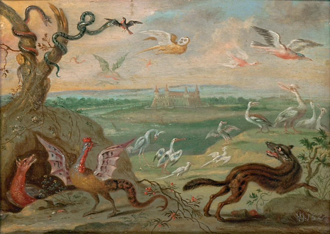 Ansichten aus den vier Weltteilen mit Szenen von Tieren: Salvador (Brasilien), Ferdinand van Kessel, 1650-1700