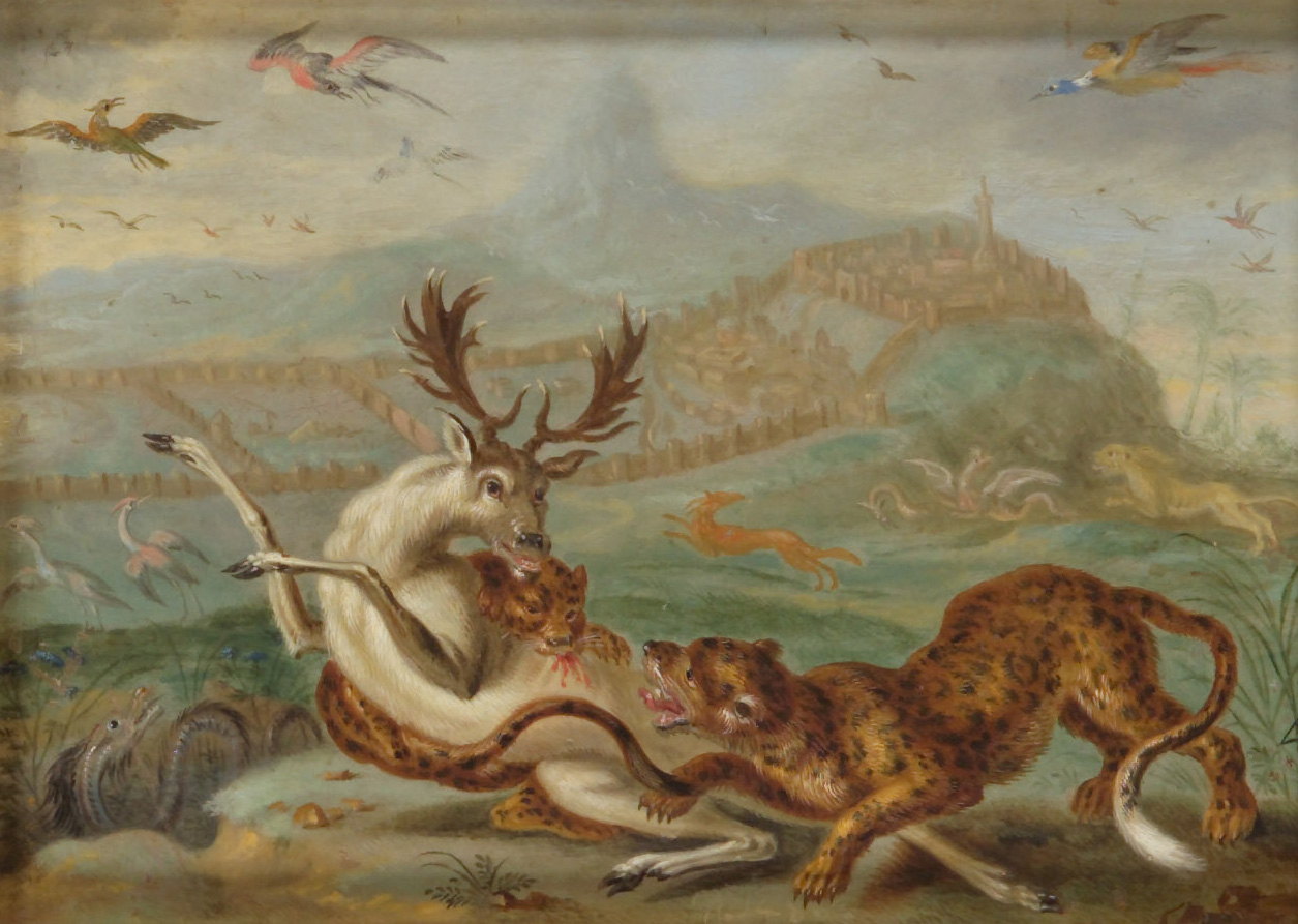 Ansichten aus den vier Weltteilen mit Szenen von Tieren: Derbent (Dagestan), Ferdinand van Kessel, 1650-1700