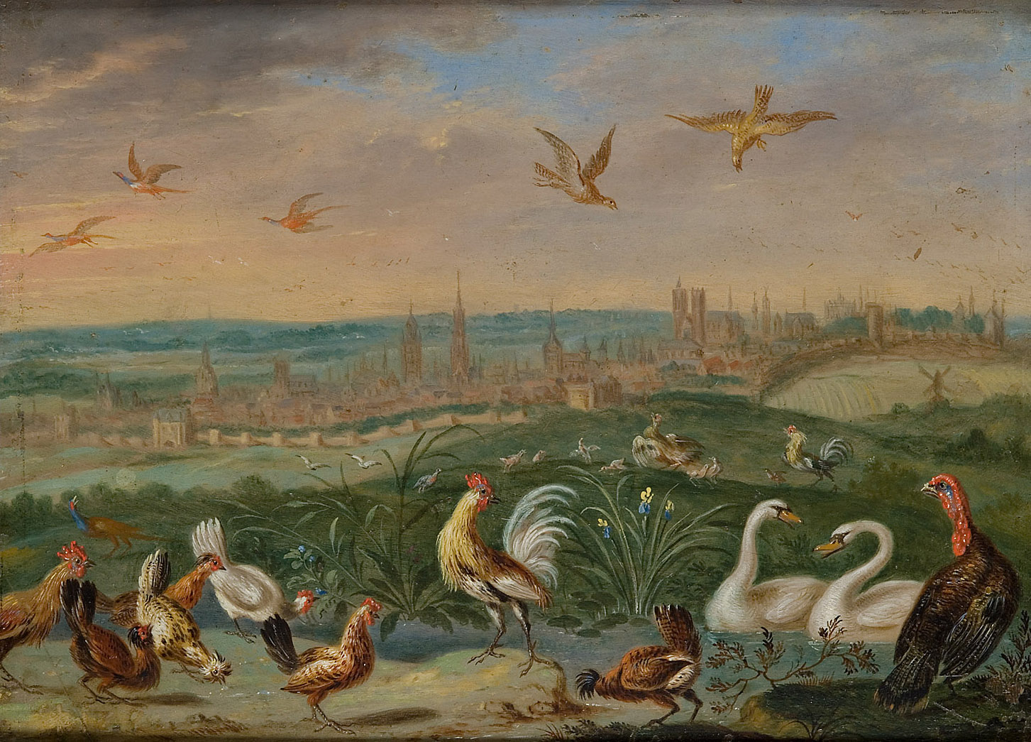 Ansichten aus den vier Weltteilen mit Szenen von Tieren: Brüssel, Ferdinand van Kessel, 1650-1700
