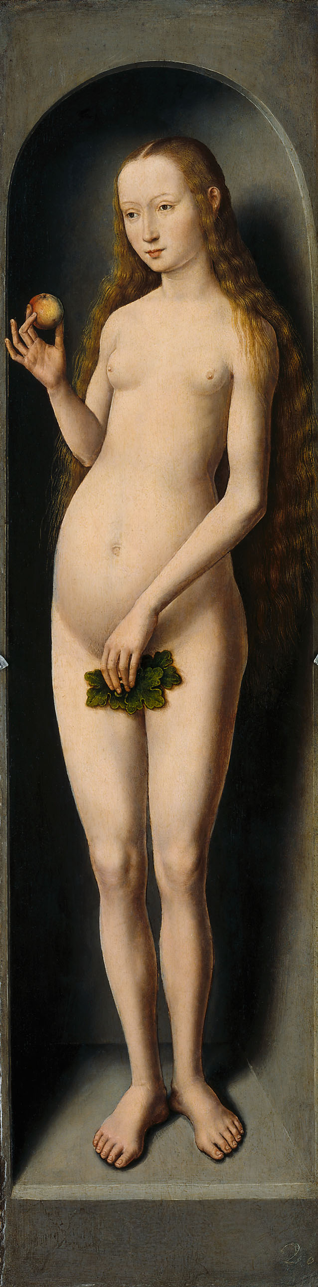 Außenflügel des Johannesaltärchens: Eva, Hans Memling, 1485-1490