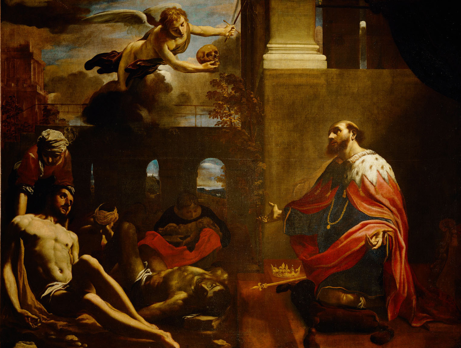 Hl. Ludwig bittet um Abwendung der Pest, Carlo Bonone, 1632
