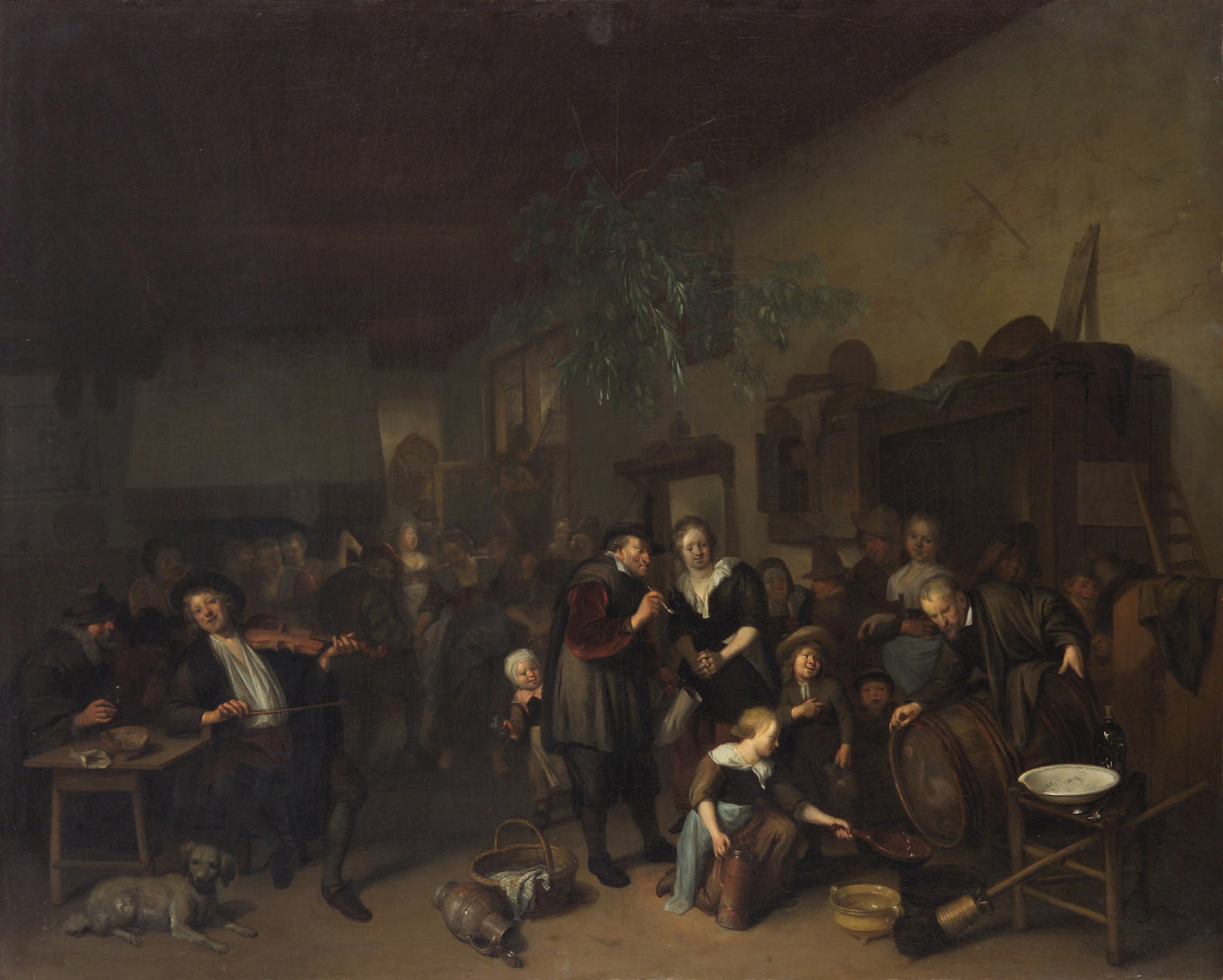 Wirtshausszene mit tanzenden Bauern, Richard Brakenburgh, 1690