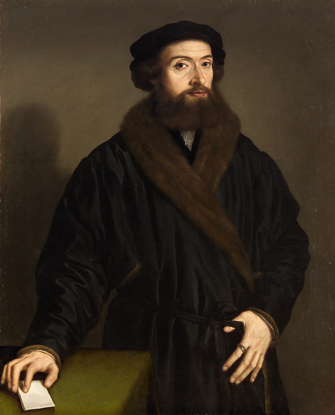 Bildnis eines Mannes mit Barett, Brescia, 1538