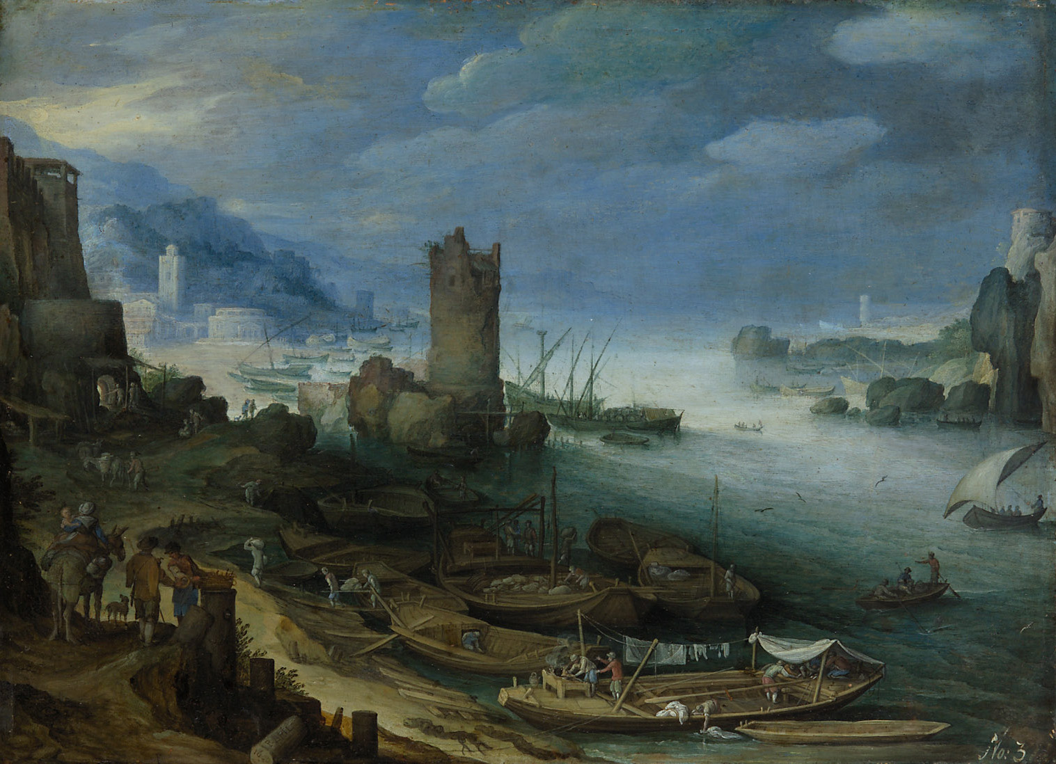 Flußlandschaft mit Turmruine, Paul Bril, 1600