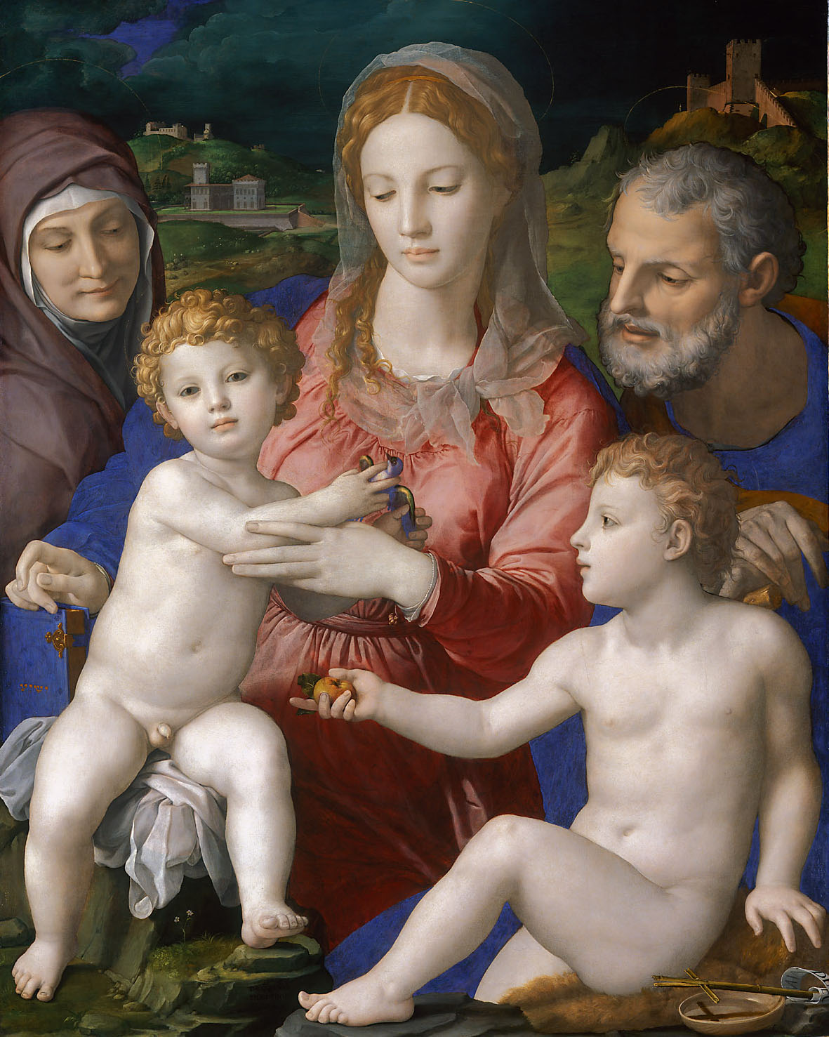 Hl. Familie mit Hl. Anna und Johannesknaben, Agnolo di Cosimo, gen. Bronzino, 1545-1546