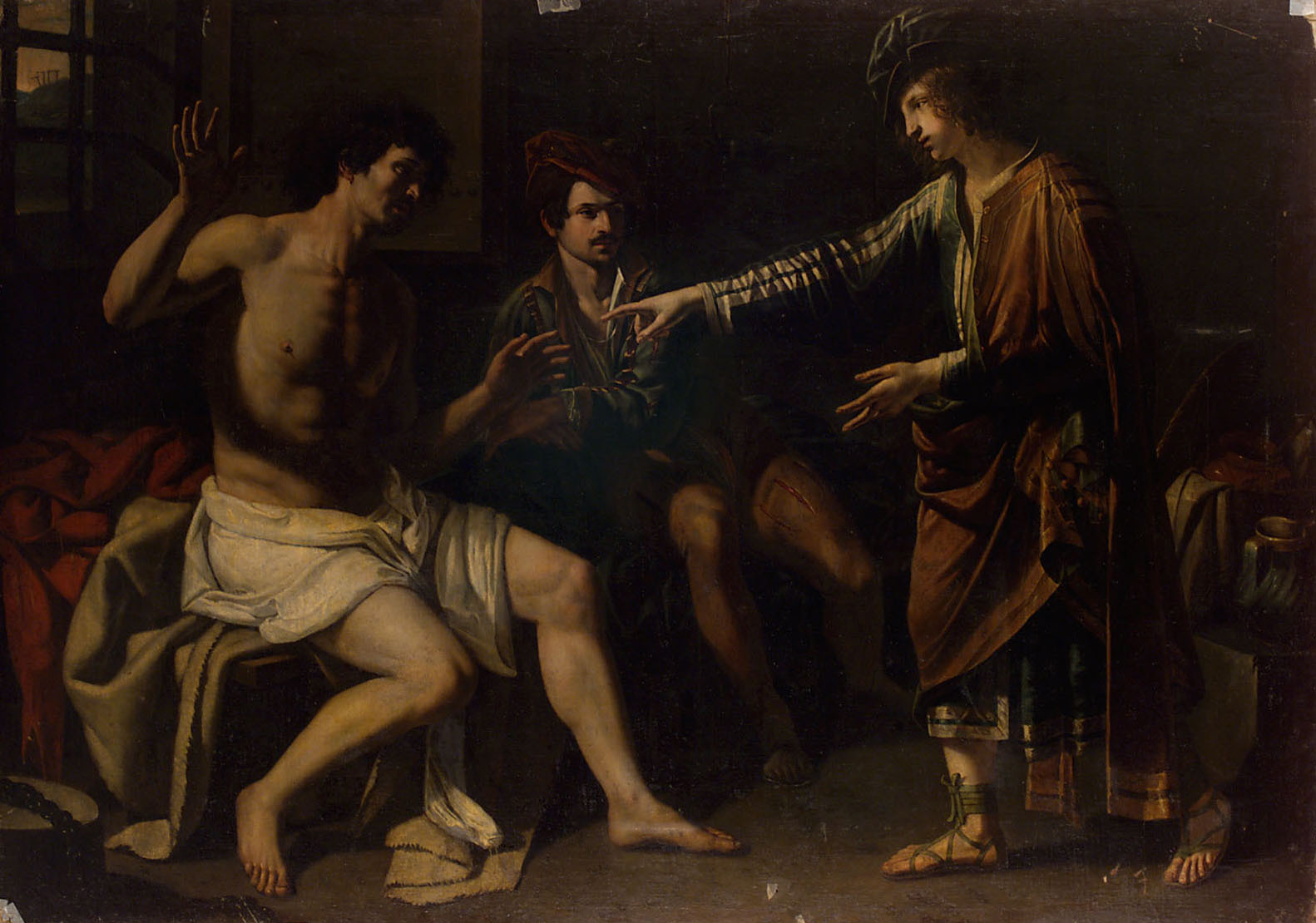 Joseph deutet im Gefängnis die Träume des Mundschenks und Bäckers, Giovan Francesco Guerrieri, 1615-1625