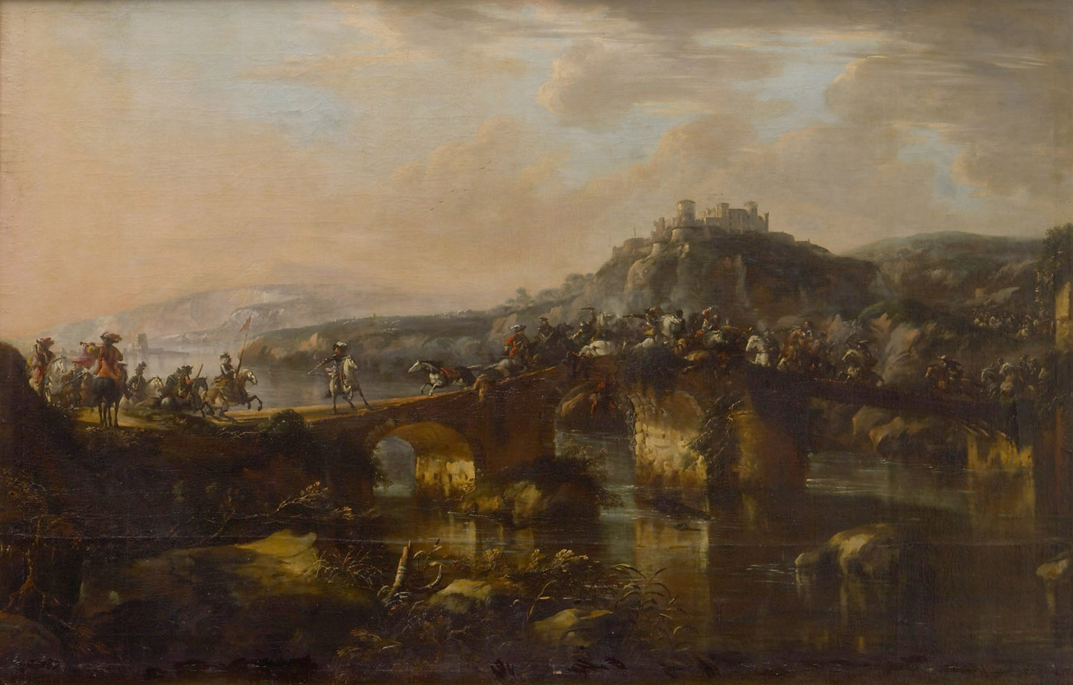 Reitertreffen auf einer Brücke, Francesco Casanova, 1775-1785