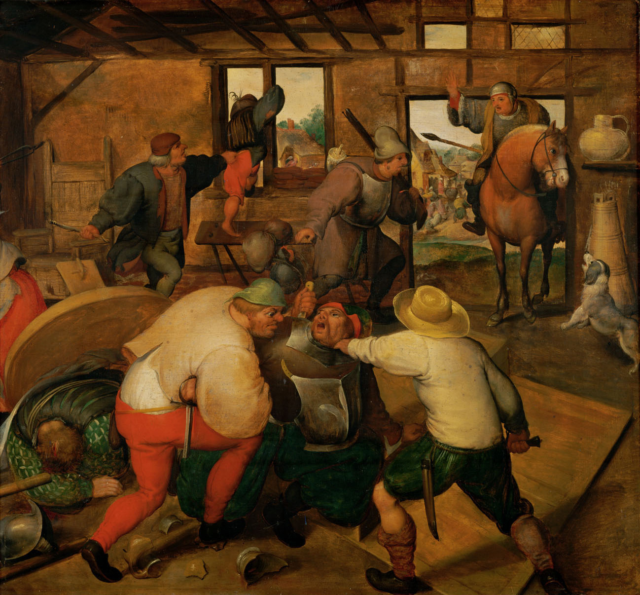 Raufhandel zwischen Soldaten und Bauern, Marten van Cleve, 1565-1570