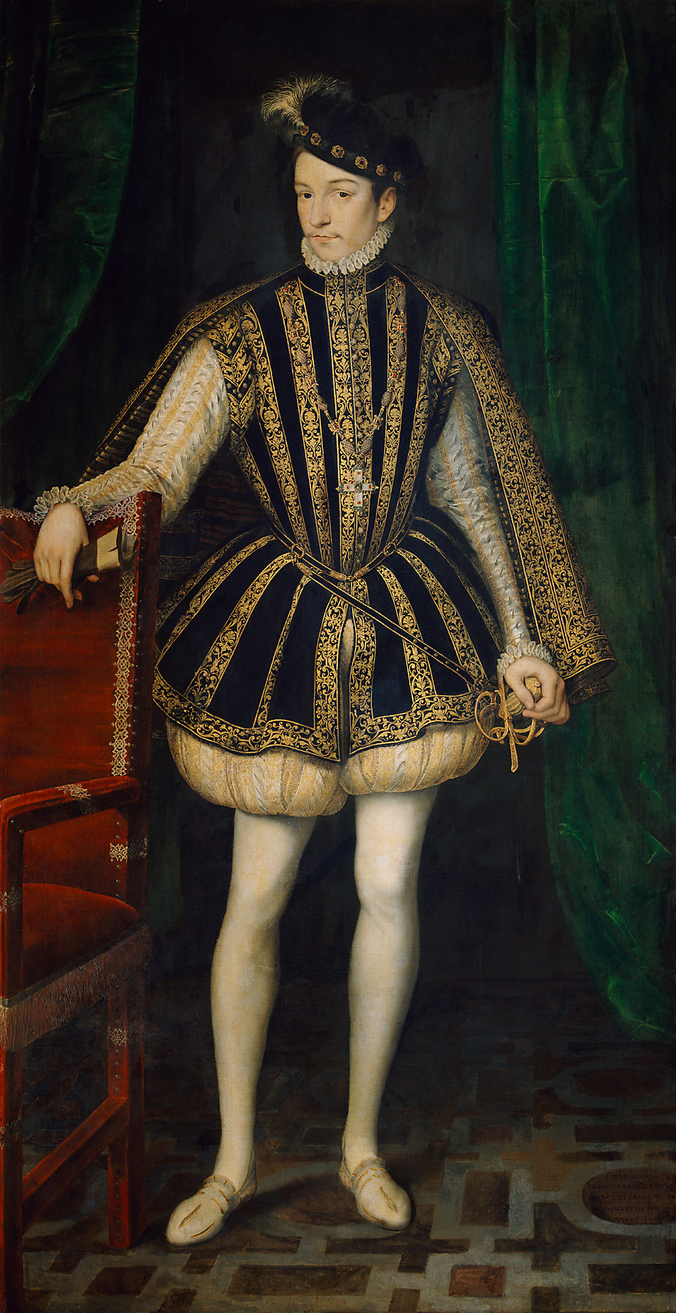 König Karl IX. von Frankreich (1550-1574), ganze Figur, Francois Clouet, 1569