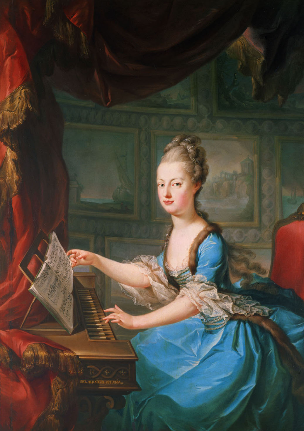 Erzherzogin Marie Antoinette (1755-1793) am Spinett, Franz Xaver Wagenschön, 1760-1770