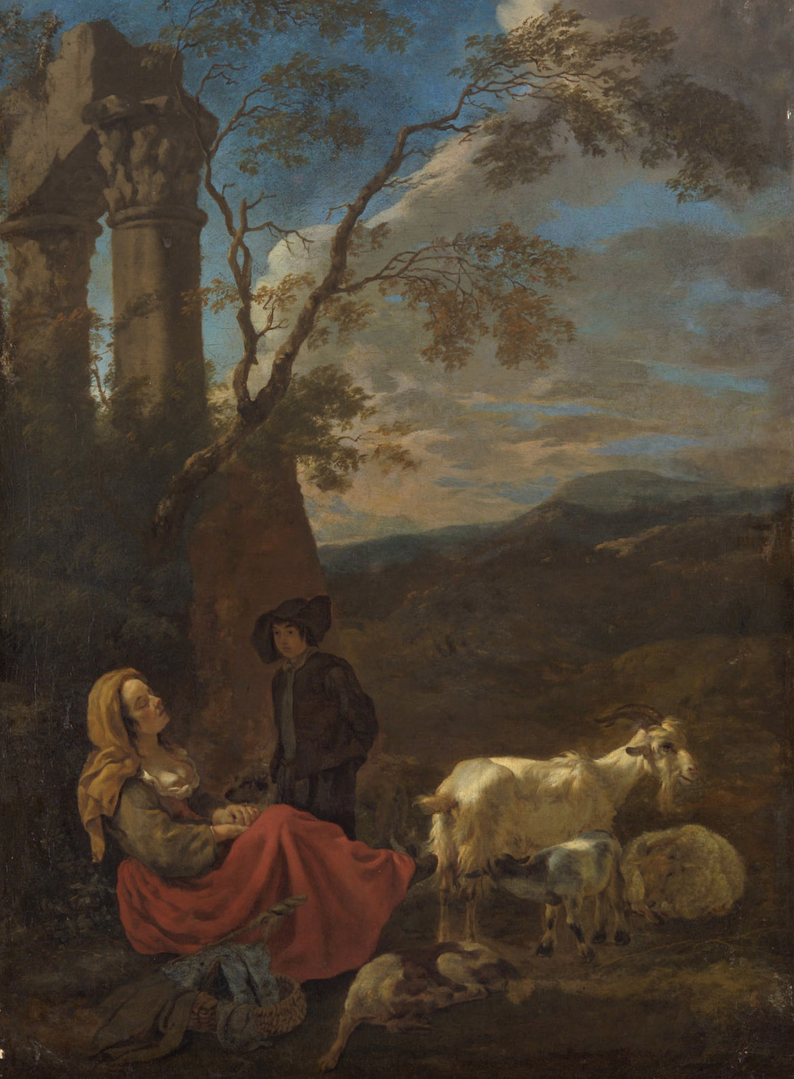 Italienische Landschaft mit Hirtenszene, Jacob van der Does, 1650-1660