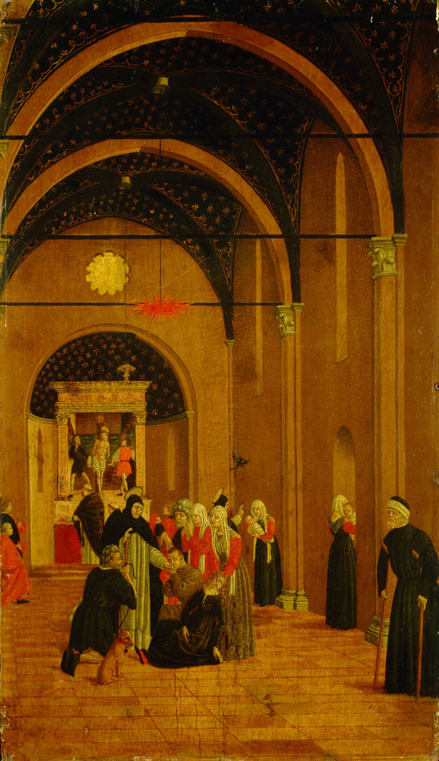 Szene aus dem Leben des Hl. Vinzenz Ferrer: Kranke werden durch den Segen des Heiligen geheilt, Angelo degli Erri, 1450-1475