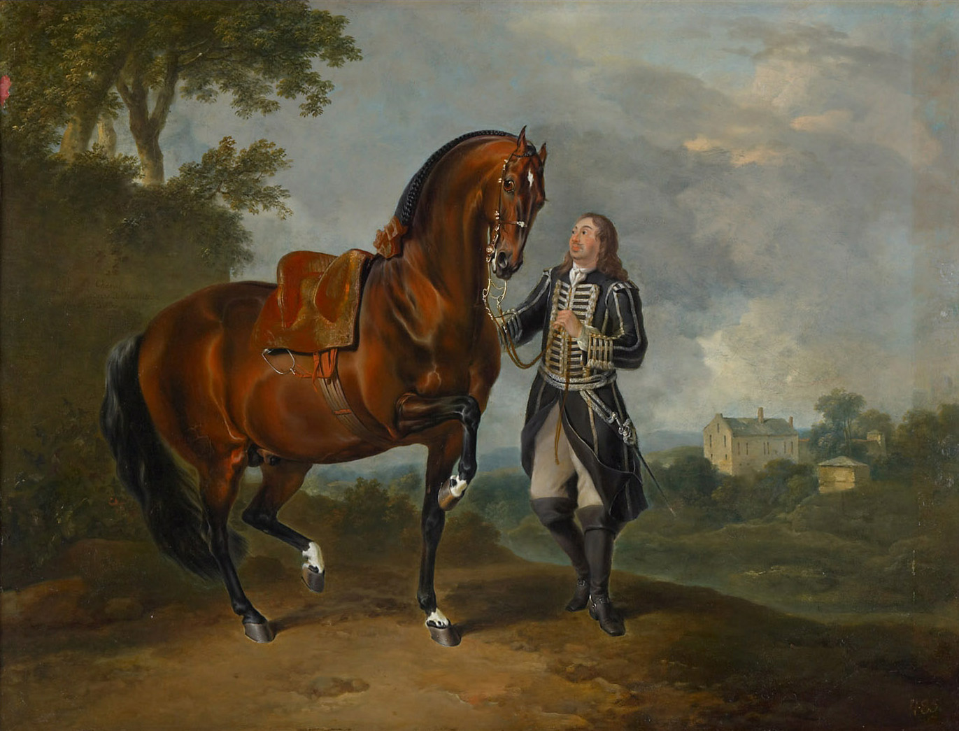 Hengst in der Piaffe mit einem Bereiter, Johann Georg de Hamilton, 1716-1726