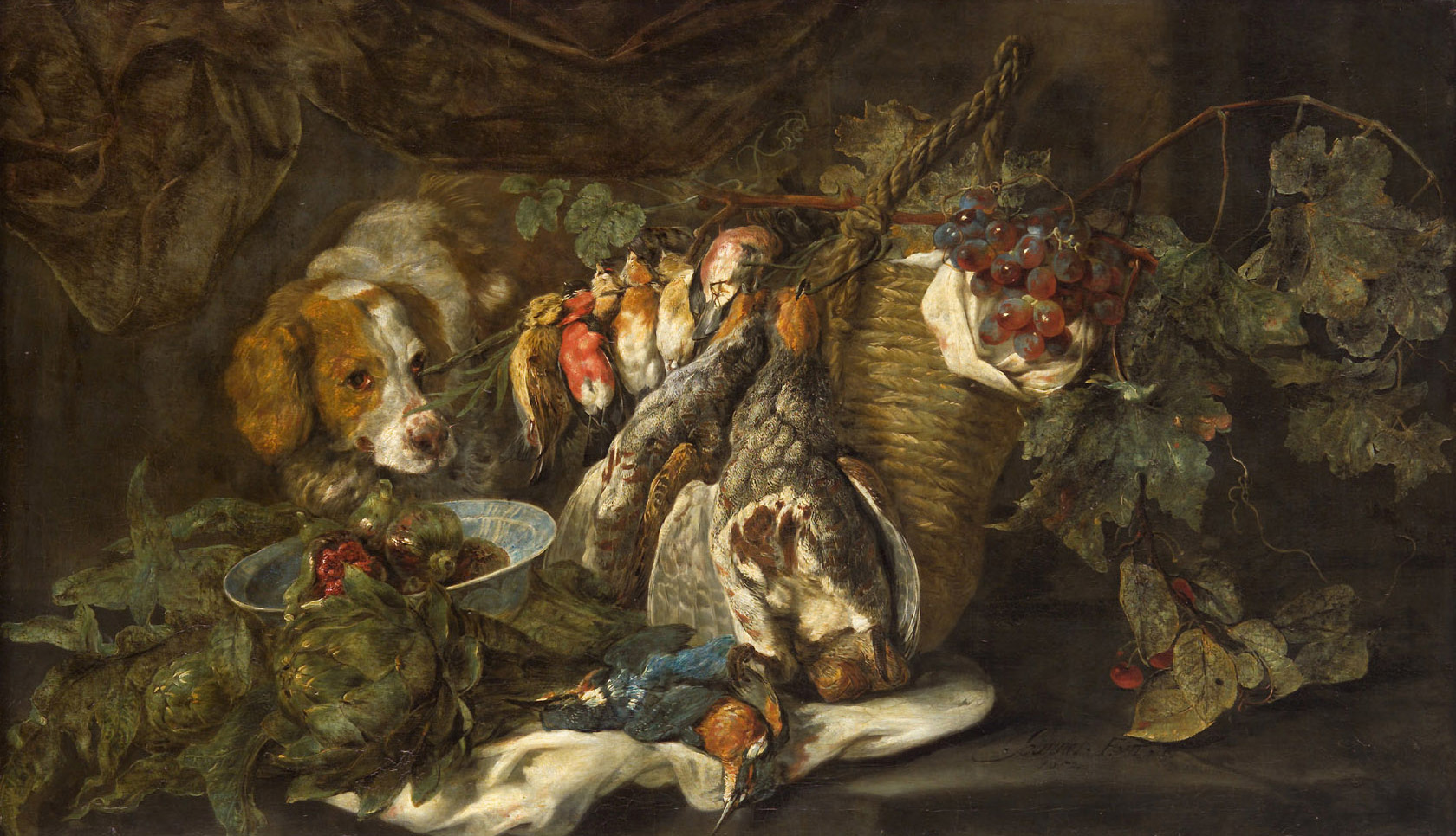 Früchte und Geflügel mit Jagdhund, Jan Fyt, 1652