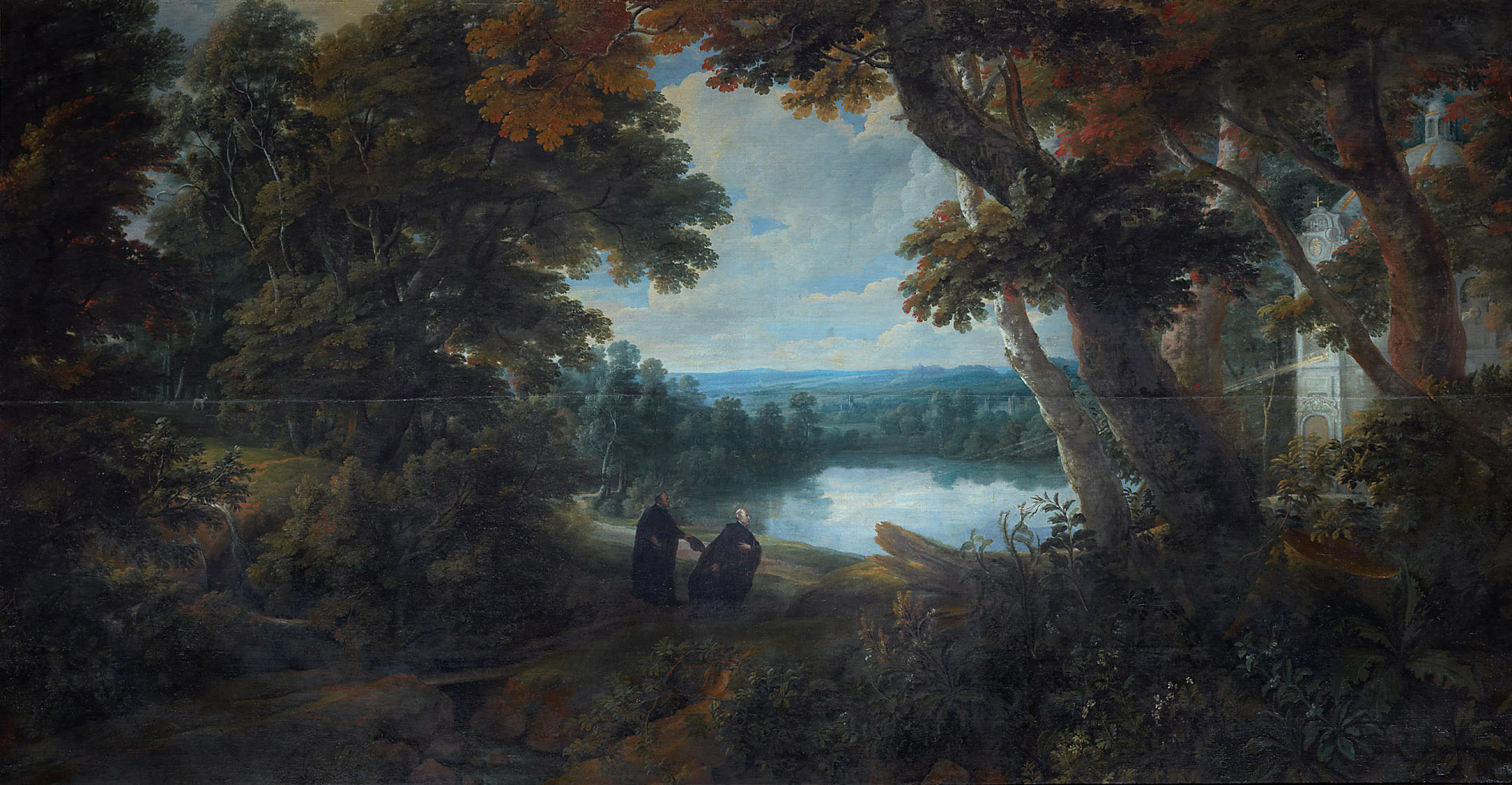 Große Waldlandschaft mit dem Hl. Francisco Borja, Jacques d’ Arthois, 1660-1670