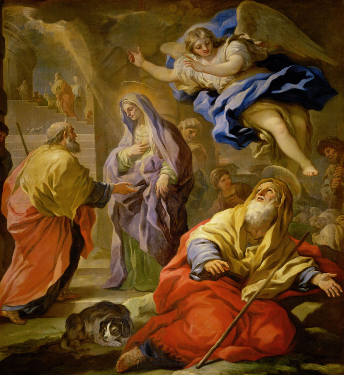 Verheißung an Joachim und Begegnung von Joachim und Anna an der Goldenen Pforte, Luca Giordano, 1694-1698