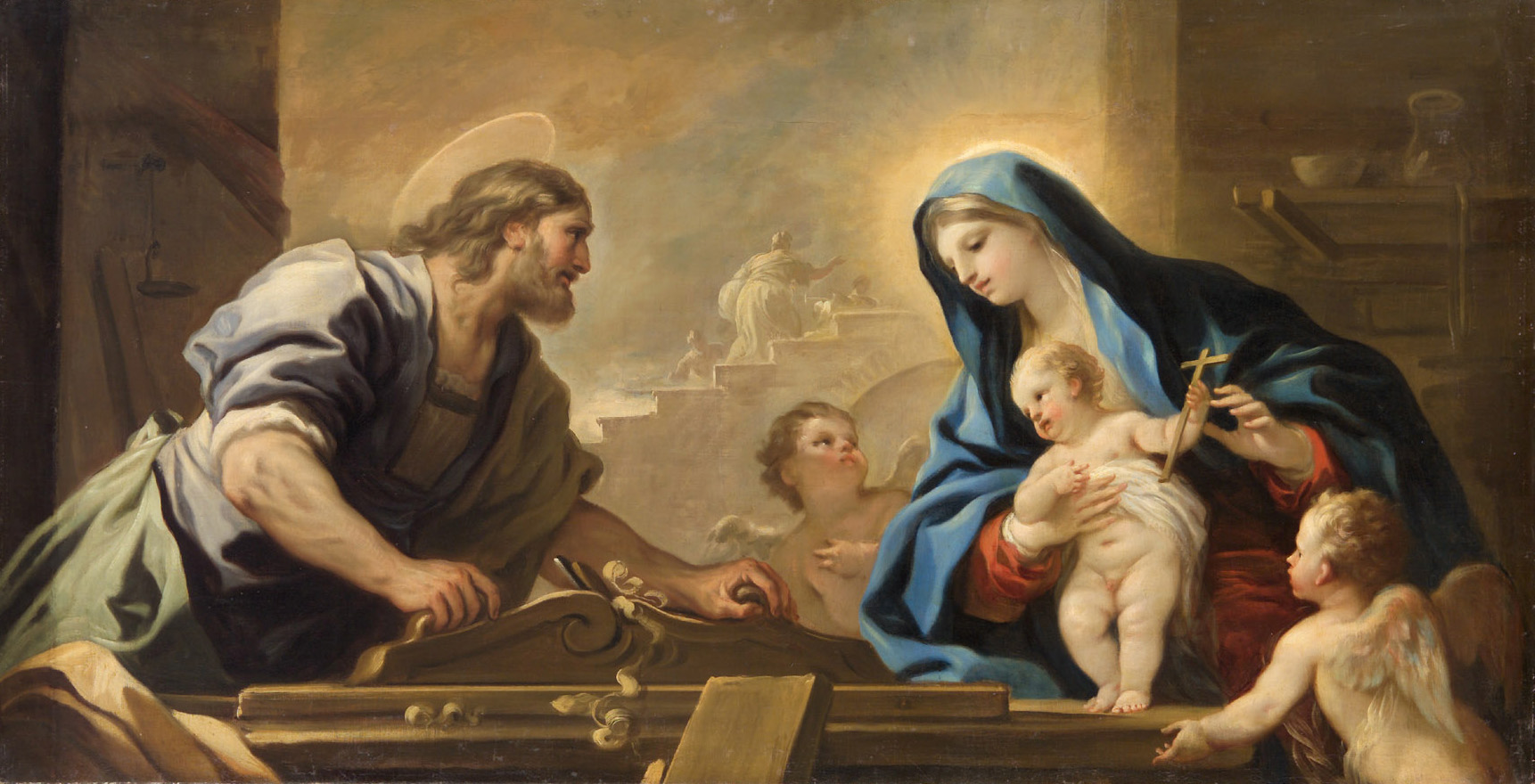 Heilige Familie mit Joseph an der Hobelbank, Luca Giordano, 1694-1698