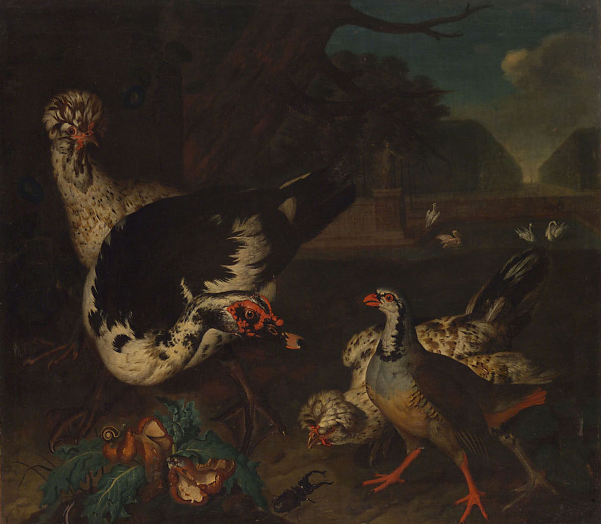 Parklandschaft mit Geflügel, Philipp Ferdinand de Hamilton, 1667-1750