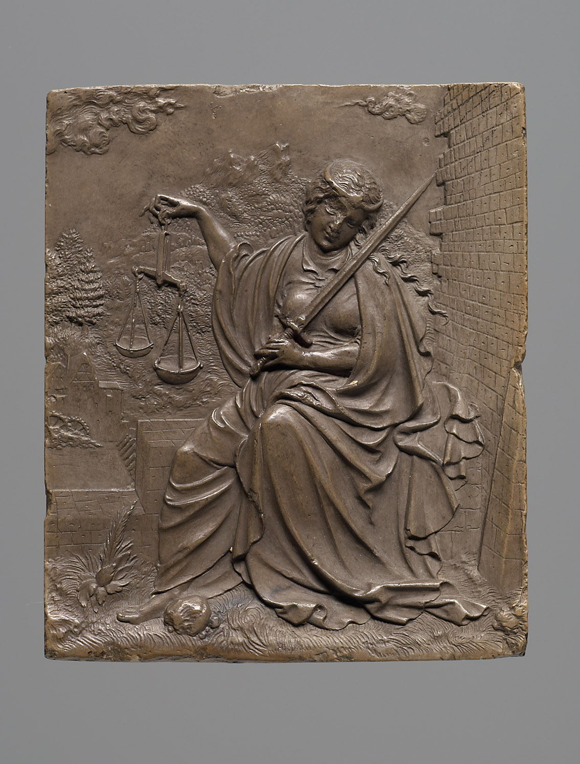 Justitia aus einer Folge von Tugenden-Allegorien; Relief; Goldschmiedemodelle, Peter Flötner, 1540-1546