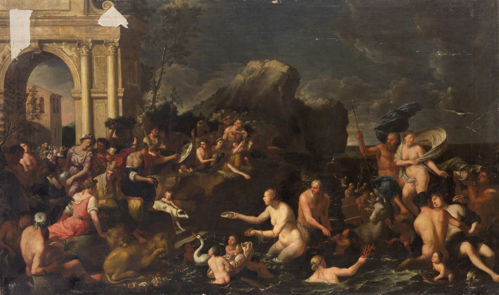 Kybele empfängt Neptun und Amphitrite, Johann Heiss, 1670-1680