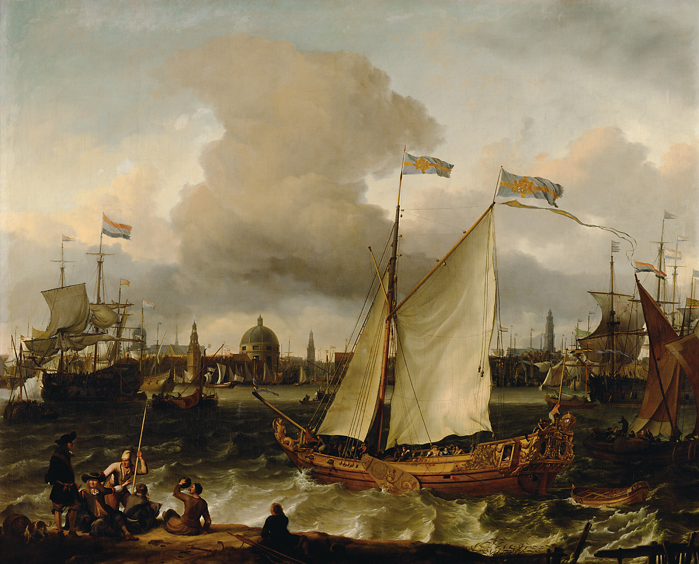 Die schwedische Jacht “Lejonet” auf dem Ij vor Amsterdam, Ludolf Backhuizen, 1674