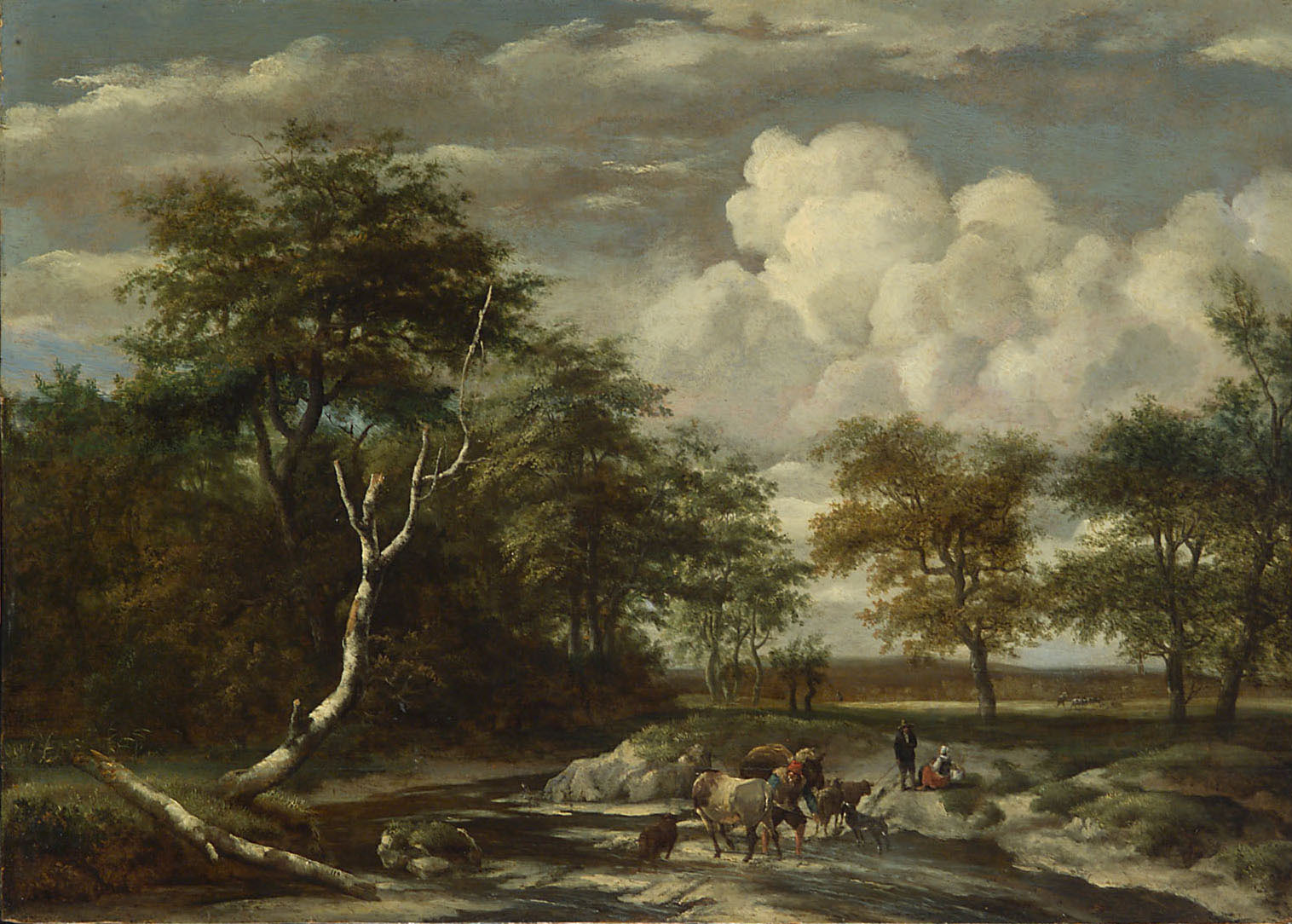 Landschaft mit Furt, Meindert Lubbertsz Hobbema, 1660-1662