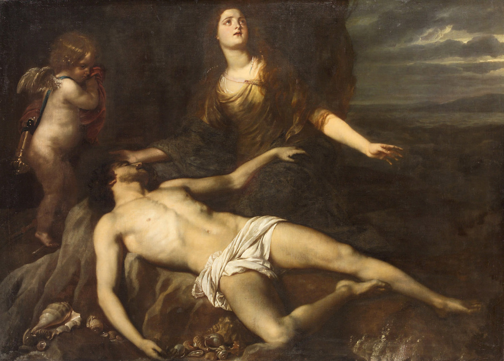 Hero beweint den toten Leander, Jan van den Hoecke, 1635-1637