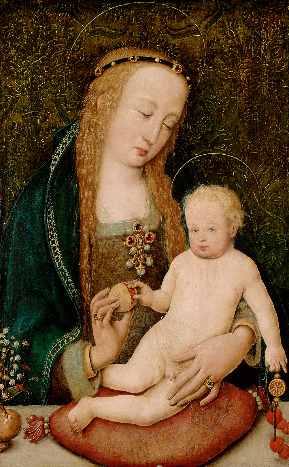 Maria, dem Kind einen Granatapfel reichend, Hans Holbein d. Ä., 1510-1512